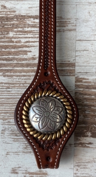Rope Edge Flower Engraved Concho antik/gold 1 3/4